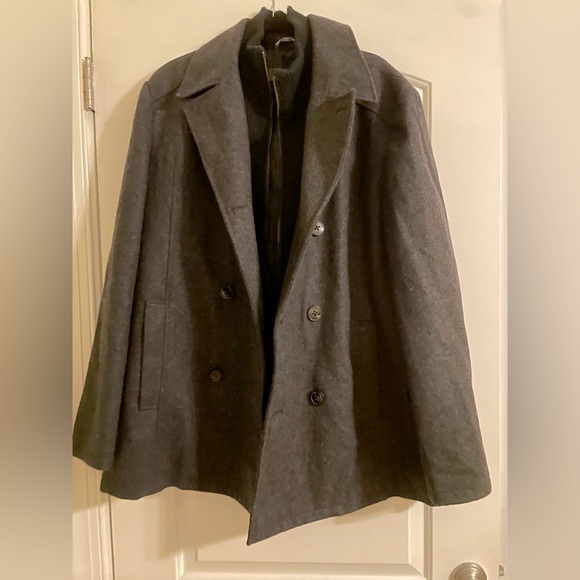 Kenneth Cole wool blend coat with zipper and buttons double breasted button - Picture 2 of 11